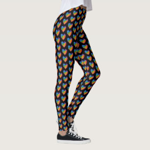 Cute Watercolor Rainbow Heart Leggings