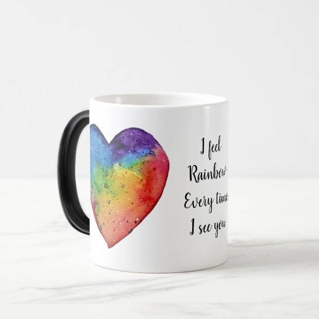 Cute watercolor Rainbow Heart Magic Mug (Front Left)