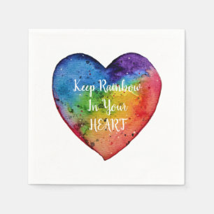 Cute Watercolor Rainbow Heart Napkin