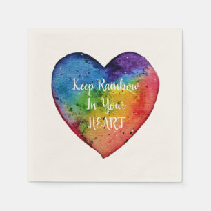 Cute Watercolor Rainbow Heart Napkin