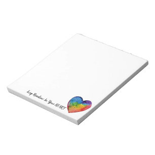 Cute Watercolor Rainbow Heart Notepad