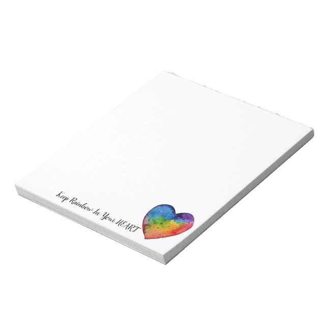 Cute Watercolor Rainbow Heart Notepad (Rotated)