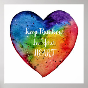 Cute Watercolor Rainbow Heart Poster