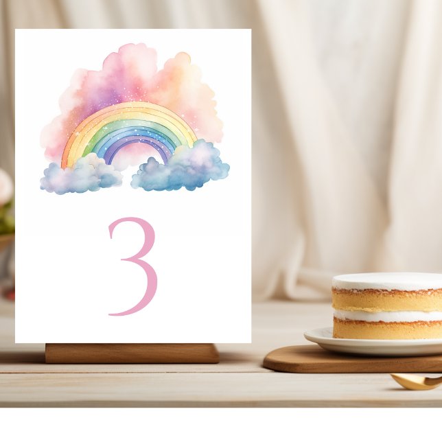 Cute Watercolor Rainbow Table Number (Creator Uploaded)