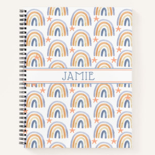 Cute Watercolor Rainbows & Stars Personalised Notebook