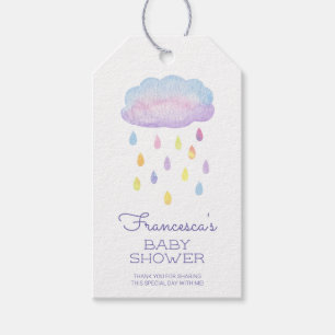 Cute Watercolor Raindrops Sprinkle Baby Shower Gift Tags