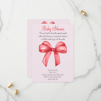 Cute watercolor red bow save the date
