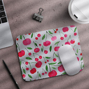 Cute watercolor red cherries pattern mouse mat
