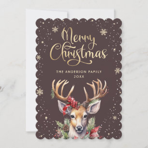 Cute Watercolor Reindeer Christmas Card