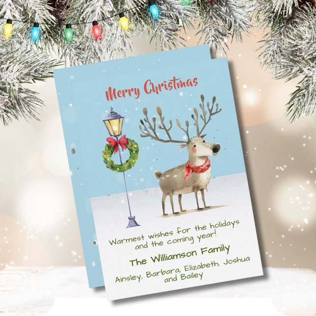 Cute Watercolor Reindeer Christmas Tree Card (Creator Uploaded)
