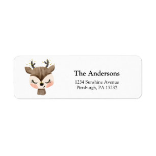 Cute Watercolor Reindeer Return Address