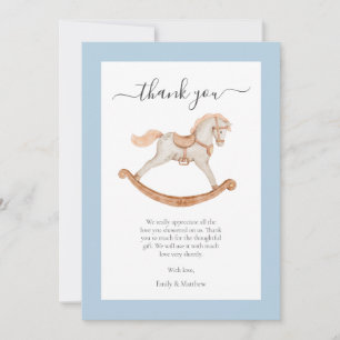 Cute Watercolor Rocking Horse Baby Shower Thank You Card
