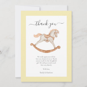 Cute Watercolor Rocking Horse Baby Shower   Thank You Card