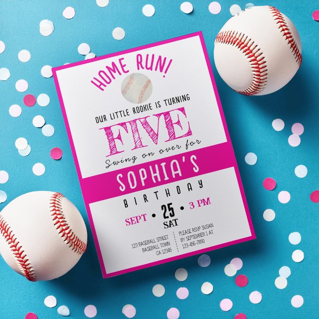 Cute Watercolor Rookie Baseball Girl Birthday Invitation (Creator Uploaded)
