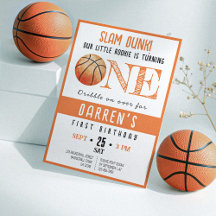 Cute Watercolor Rookie Basketball 1st Birthday