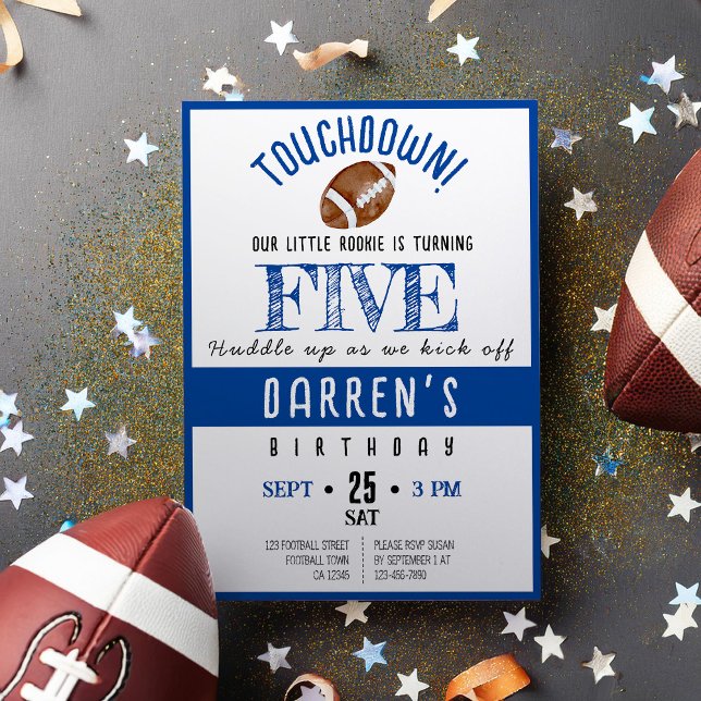 Cute Watercolor Rookie Football Boy Birthday Invitation (Creator Uploaded)