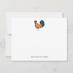 Cute Watercolor Rooster Farm Card