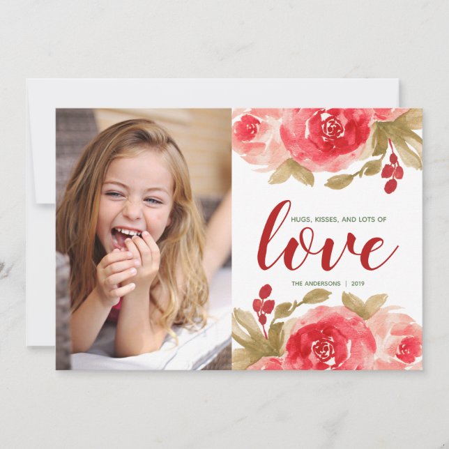 Cute Watercolor Roses Custom Photo Valentine's Day Invitation (Front)