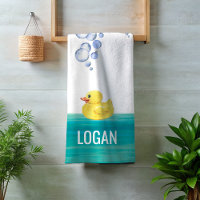 Cute Watercolor Rubber Duck Bathtub Bubble Bath