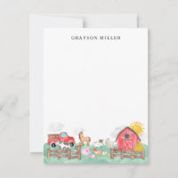 Cute Watercolor Rustic Barnyard Farm Animals Kids