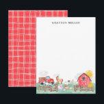 Cute Watercolor Rustic Barnyard Farm Animals Kids Thank You Card<br><div class="desc">Cute Watercolor Rustic Barnyard Farm Animals Kids Notecard</div>