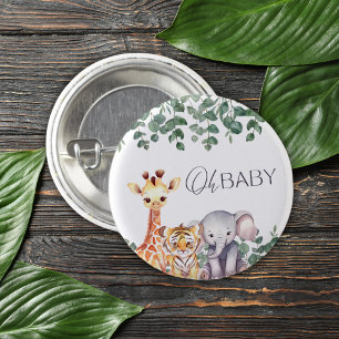 Cute Watercolor Safari Animals Baby Shower 3 Cm Round Badge