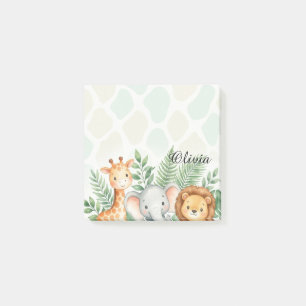 Cute Watercolor Safari Animals Personalised Sticky Post-it Notes