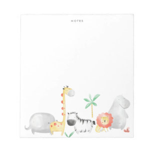 Cute Watercolor Safari Friends Tropical Notepad