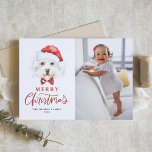Cute Watercolor Santa Maltese Dog Photo Christmas Holiday Card<br><div class="desc">Merry Christmas! Send Christmas wishes to family and friends with a dog-themed Christmas photo card. It features a watercolor illustration of a cute Maltese dog with a Santa hat and tartan bow tie. Personalise by adding a photo, name and other details. This dog Christmas photo card is perfect for dog...</div>