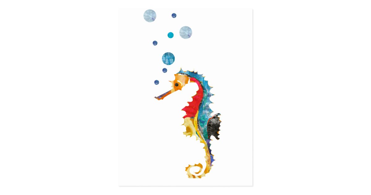 Cute Watercolor Sea Horse Seahorse Ocean Animal Postcard Zazzle Co Uk