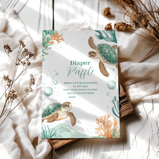 Cute Watercolor Sea Turtle  Diapper Raffle Enclosure Card (Creator Uploaded)