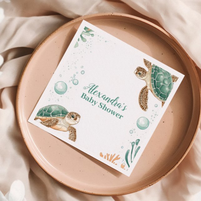 Cute Watercolor Sea Turtle  Napkin (Creator Uploaded)