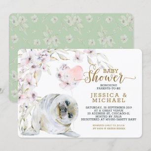 Cute Watercolor Seal Gender Neutral Baby Shower Invitation