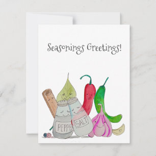 Cute Watercolor Seasons Greeting Note Card