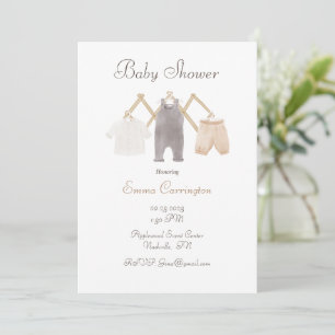 Cute Watercolor Simple Baby Clothes Baby Shower Invitation