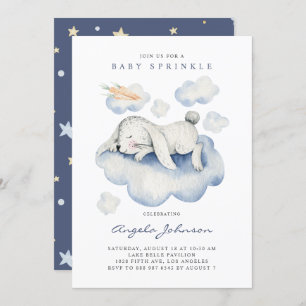 Cute Watercolor Sleeping Baby Rabbit Baby Sprinkle Invitation