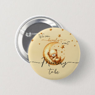 Cute Watercolor Sleeping Bear On Moon Mummy-to-be 6 Cm Round Badge