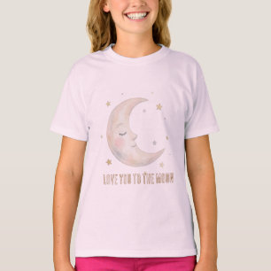 Cute Watercolor Sleeping Moon Personalised Baby T- T-Shirt