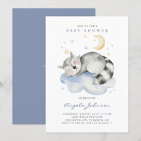 Cute Watercolor Sleeping Racoon Baby Shower
