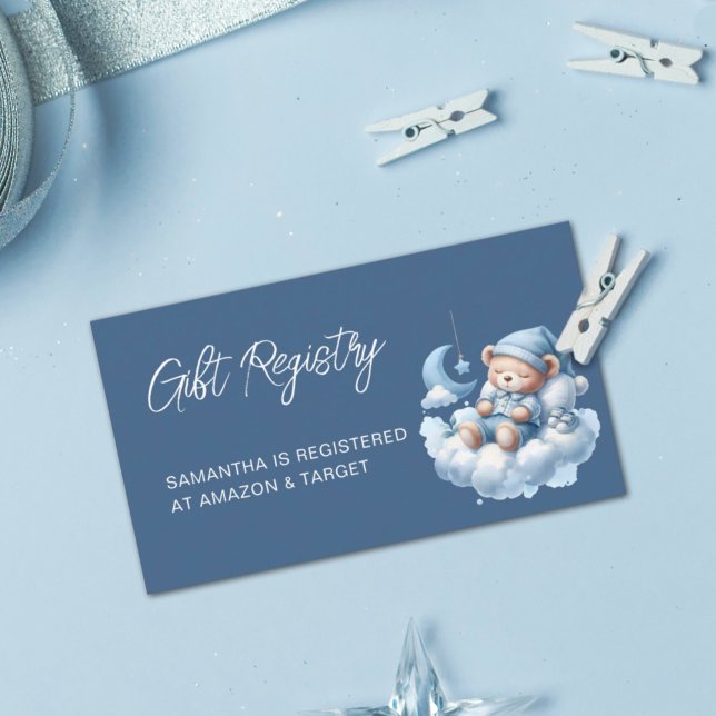 Cute watercolor sleepy bear baby shower registry enclosure card (Creator Uploaded)