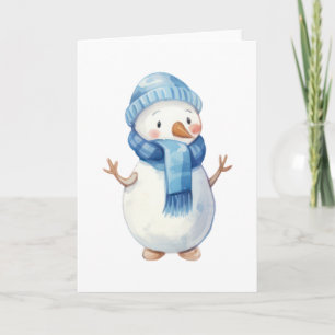 Cute Watercolor Snowman Card