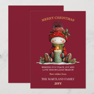 Cute Watercolor Snowman Christmas Card
