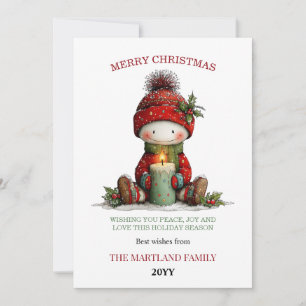Cute Watercolor Snowman Christmas Card