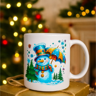 Cute Watercolor Snowman_Festive Holiday Design Coffee Mug
