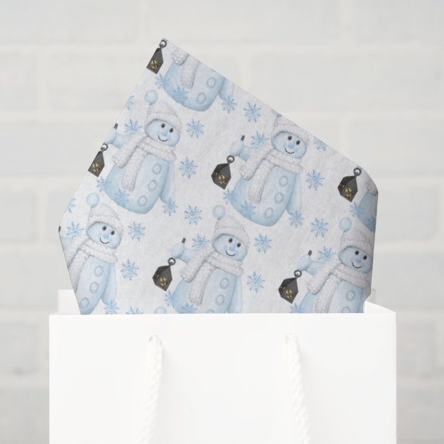 Cute Watercolor Snowman Pattern Tissue Paper (Gift Bag)