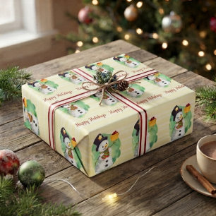 Cute Watercolor Snowman Wrapping Paper