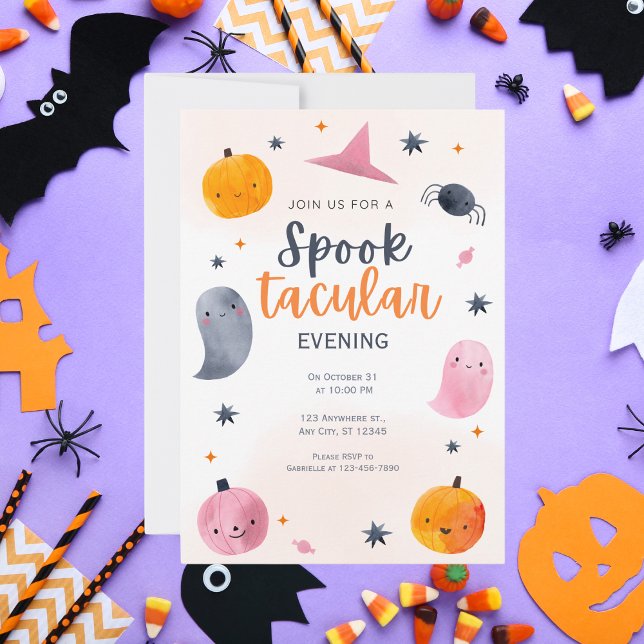 Cute Watercolor Spooktacular Evening Invitation (Creator Uploaded)