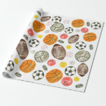 Cute Watercolor Sports Ball Kids Children Birthday Wrapping Paper<br><div class="desc">Cute Watercolor Sports Ball Kids Children Birthday Paper Plates</div>