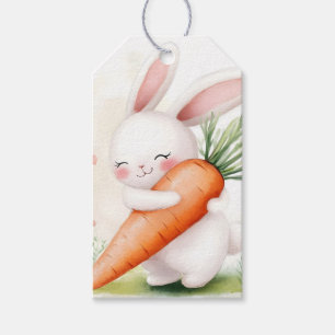 Cute Watercolor Spring Bunny Carrot Gift Tags