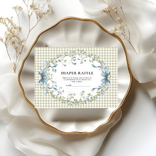 Cute Watercolor Squirrel Gingham Diaper Raffle  Enclosure Card